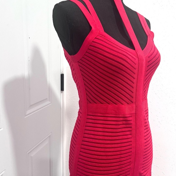 Guess Red Bodycon Midi Dress Mock Neck Sleeveless M - Picture 8 of 15